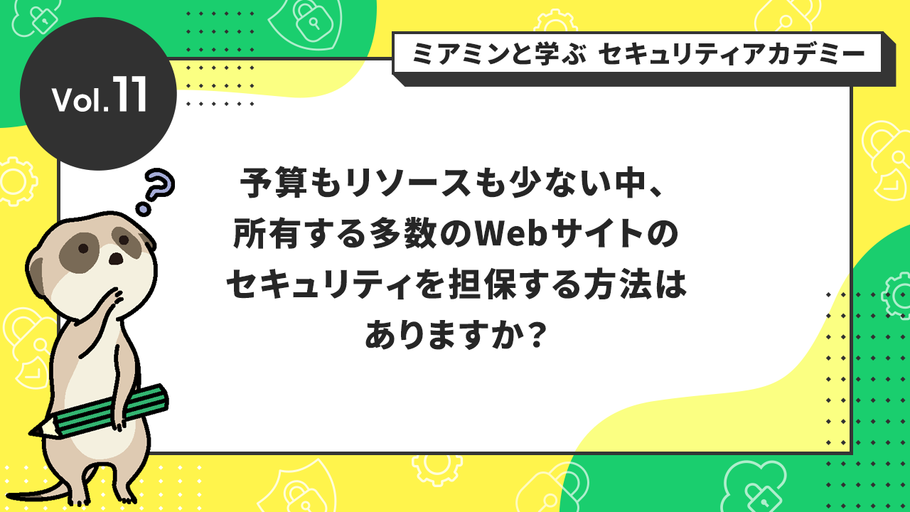 Vol.11 予算もリソースも少ない中、所有する多数のWebサイトのセキュリティを担保する方法はありますか？
